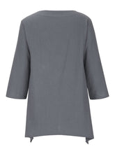 Women's Round Neck Asymmetric Hem Solid Short Sleeve Shirt