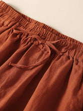 Women's woven cotton linen hollow lace loose shorts