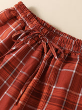 Women's Woven High Waist Cotton Linen Plaid Loose Shorts