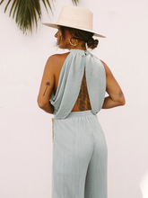 Women's Midsummer Cool Suit Halter Neck Backless Thin Hole Vest + Casual Wide-Leg Pants