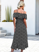 Women's woven one-shoulder floral sling irregular mid-length dress