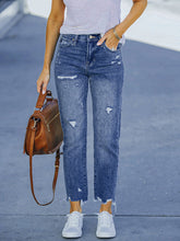 Women's Washed Frayed Tassel Slim High Elastic Skinny Jeans