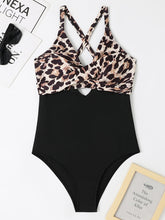 Women's Sexy One-piece Leopard Print Cross Hollow Back Cross Butterfly Button One-Piece Swimsuit