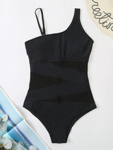 Women's Solid Color One-Shoulder One-Piece Swimsuit