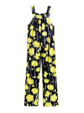 Women's Printed Square Neck Wide Suspenders Jumpsuit