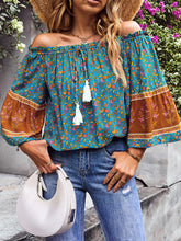 Women's Bohemian Print Loose Off Shoulder Shirt