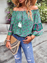 Women's Bohemian Print Loose Off Shoulder Shirt