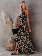 Women's Slit Strap Sexy Printed Midi Dress