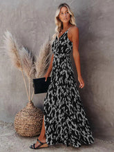 Women's Slit Strap Sexy Printed Midi Dress