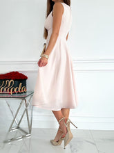 Women's Elegant Solid Color V-Neck Gathered Swing Dress