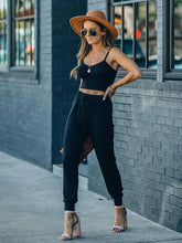 Women's Solid Color Suspender Top + Trousers Casual Two-piece Set