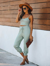 Women's Solid Color Suspender Top + Trousers Casual Two-piece Set