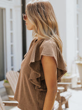 Women's casual fashion all-match ruffled sleeve top