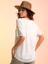 Women'sSolid color V-neck waffle short sleeve top