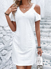 Women's Solid Color Lace Stitching Off Shoulder Short Sleeve Dress