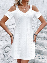 Women's Solid Color Lace Stitching Off Shoulder Short Sleeve Dress