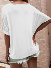 Solid Kink Hem Loose V-Neck T-Shirt