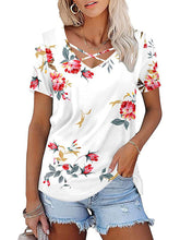 Women's knitted casual ethnic style V-neck short-sleeved T-shirt