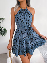 Women's Woven Casual Fashion Halter Neck Leopard Print A Swing Dress