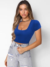 Breathable Square Neck Super Cropped Navel Crop Short Sleeve T-Shirt