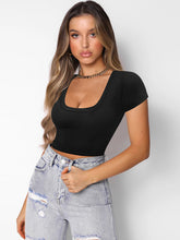 Breathable Square Neck Super Cropped Navel Crop Short Sleeve T-Shirt