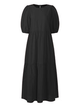 Elegant short-sleeved round neck A-line dress