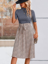 New Ladies Half High Neck Leopard Print Dress
