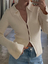 Long-sleeved top bell sleeve bottoming casual street sweater cardigan