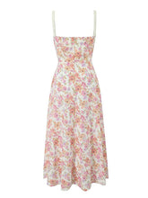 New floral print elegant large swing dress with straps