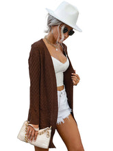 Fashionable women's solid color mid-length long-sleeved twist sweater cardigan