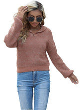 Women's knitted short solid color lapel sweater