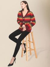women's casual striped knitted sweater cardigan