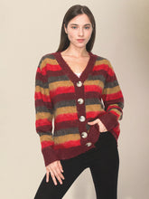 women's casual striped knitted sweater cardigan