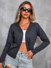 Women's casual solid color collarless long-sleeved cardigan top