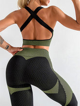 Women's Halter Neck Yoga Tank Top + High Waist Tight Yoga Pants Two-Piece Set