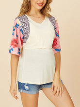 Maternity Floral Mosaic Multifunctional Short Sleeve T-Shirt