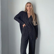 Solid color drape loose silky folds casual two-piece suit
