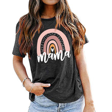 Women's Mama Rainbow Heart Letter Print Short Sleeve T-Shirt