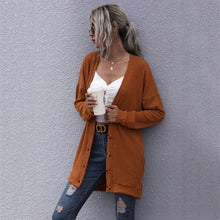 women's long sleeve outerwear knitted v-neck cardigan sweater coat