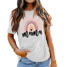 Women's Mama Rainbow Heart Letter Print Short Sleeve T-Shirt